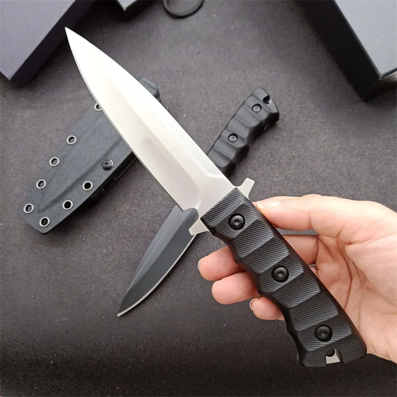 Высококачественный тактический нож для выживания на открытом воздухе, прямой тактический нож DC53 с атласным / черным титановым покрытием