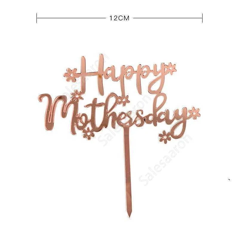 Happy Mothers Day Cake Topper Akryl Rose Gold Bästa mamma Ever Birthday Party Cake Decoration Mors dag Bakery Supplies DAS154