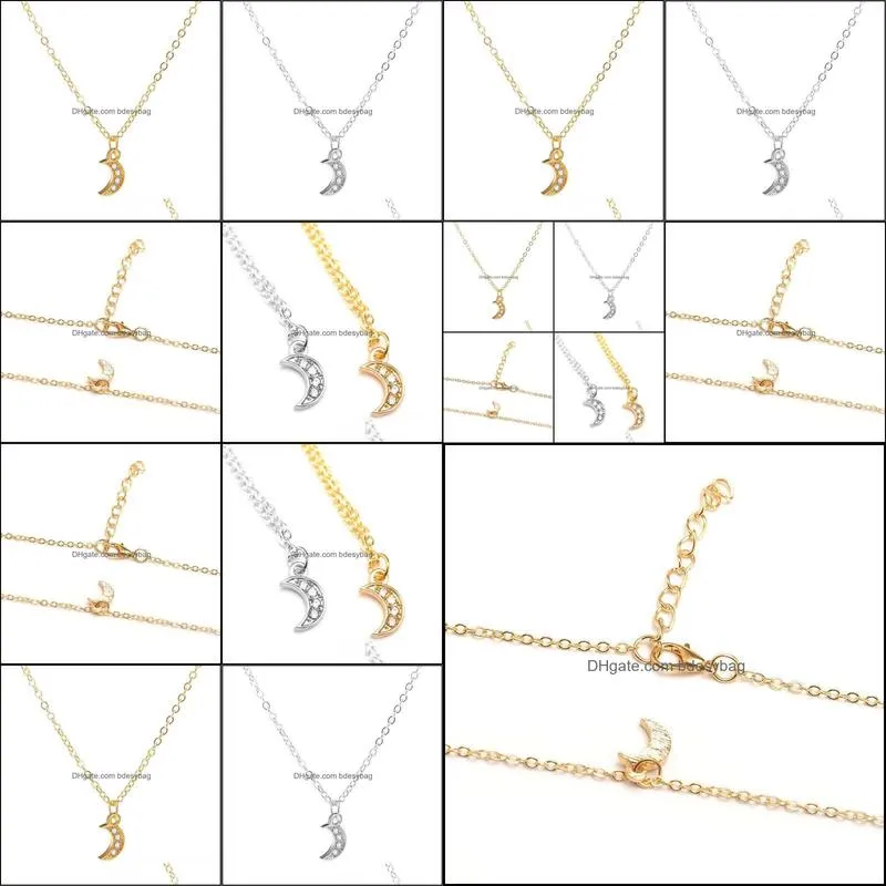 Moon Necklaces border Jewelry wild moon Curved moon pendant diamond necklace Clavicle chain Necklaces