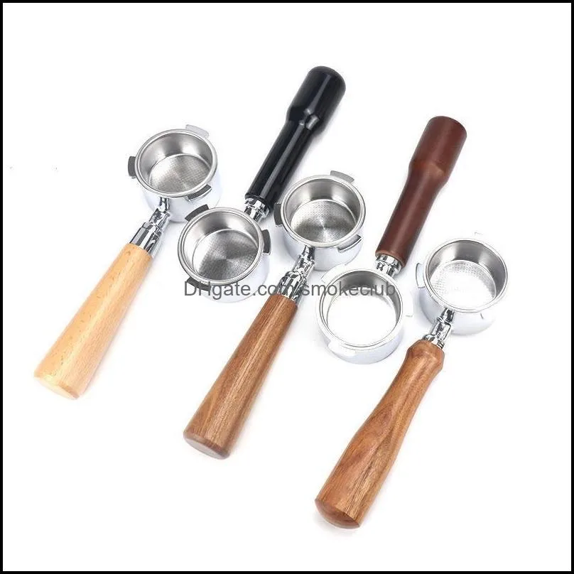 Coffee Filters 51mm Bottomless Portafilter Espresso Alloy Funnel Wooden Handle Filter Holder