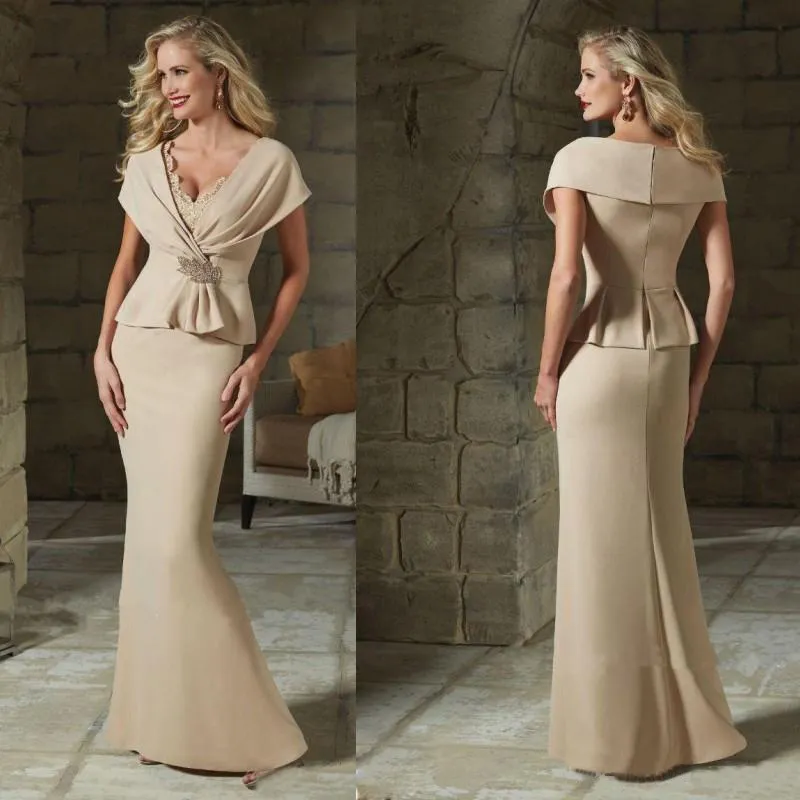 Elegant V Neck Evening Dresses Sheath Mother of the Bridal Dresses 2022 Long Formal Party Guest Gown