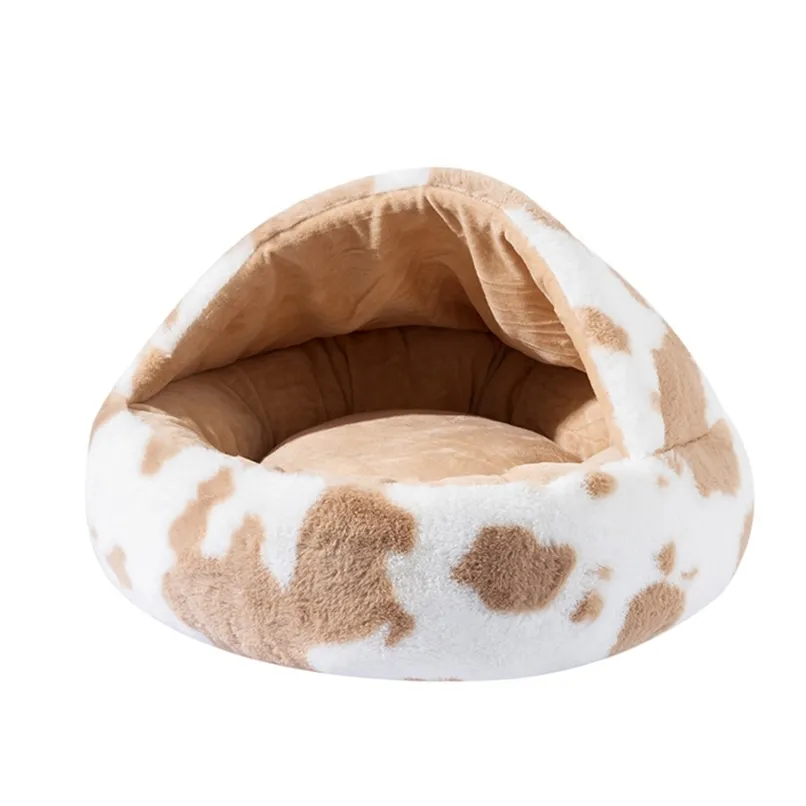 Lit de tente de chat en peluche ultra doux Coussin de chien de compagnie Nid confortable Donut Cuddler Auto-chauffant Dormir pour chat chiot 211006