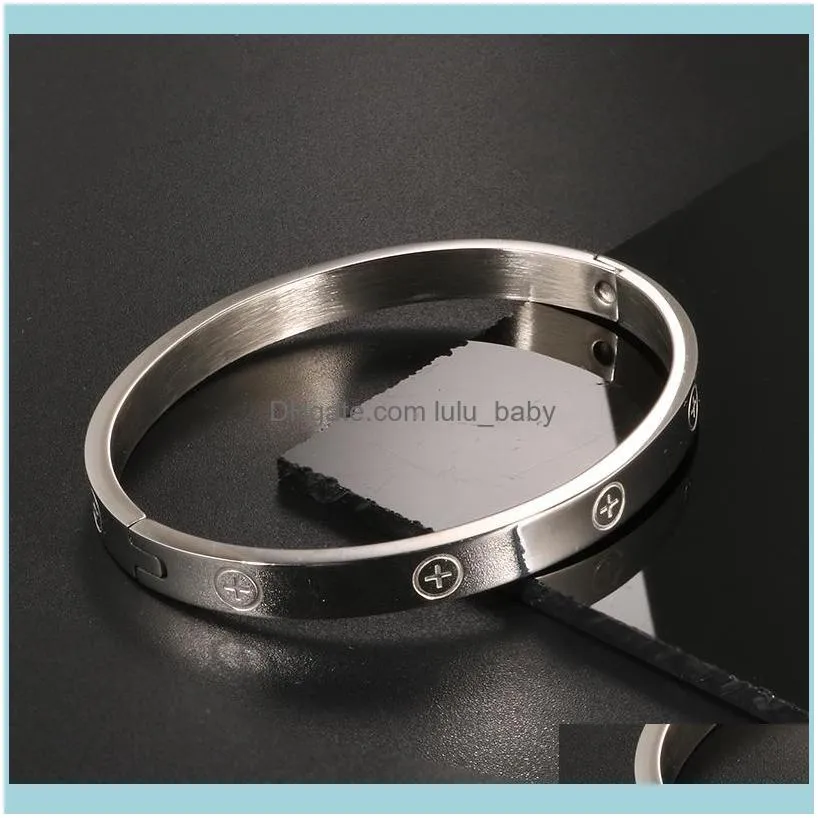 Bangle Fashion Cross Open Cuff Bracelets Design Stainless Steel Bangles For Women Men Jewelry Gift 1