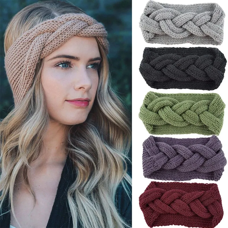 Headband Knitted Fashion Handmade Party Twist Knot Headbands For Women Korean Wool Winter Warm Turban Elastic Hair Bands Girls Accessories WLL567