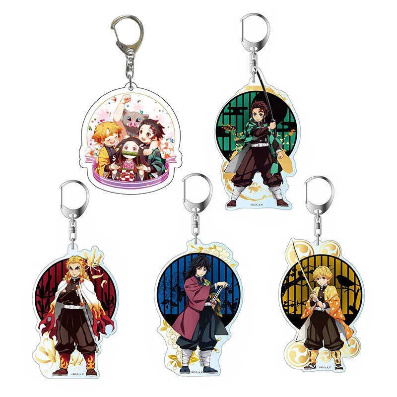 Japan Anime Keychain Demon Slayer Cute Tanjirou Inosuke Gift For Boy Girl Bag Phone Pendant Trinket Nezuko Key Chain Accessories G1019