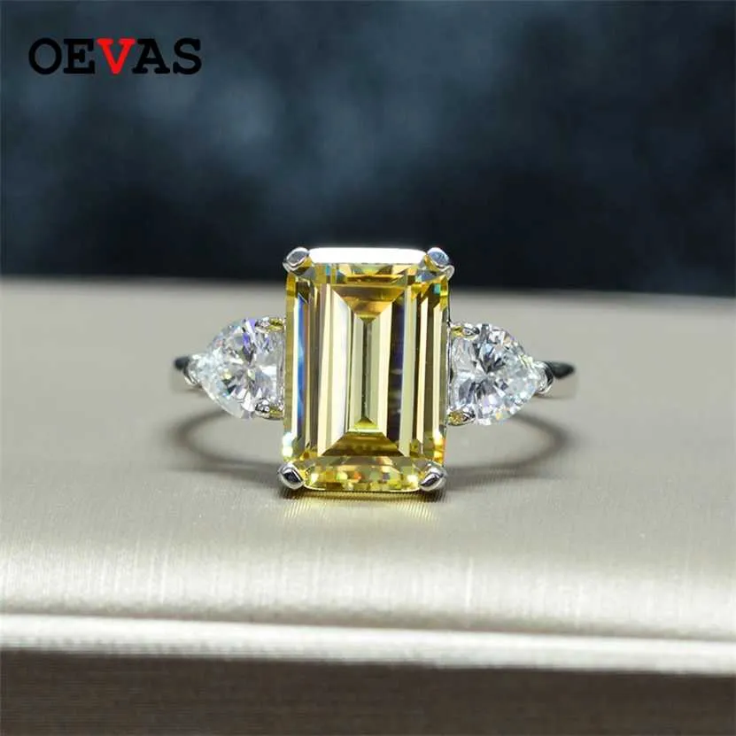 OEVAS 7 karatów wysokowęglowy diament musujące cyrkon obrączki dla kobiet najwyższa jakość 100% 925 Sterling Silver Party biżuteria 220122