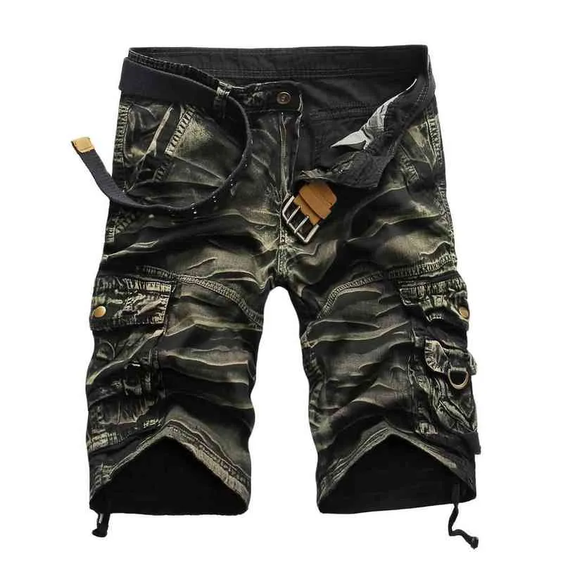 Camuflagem de carga curta em coton derramar homme vtement de marque conforctable Fourni Sans Ceinture Collection T 220312