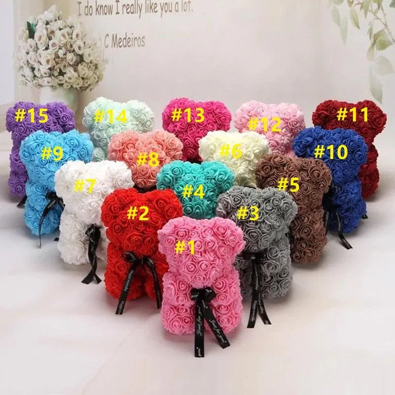 10 pcs Saint Valentin Cadeau PE Rose Ours Jouets En Peluche Plein D'amour Romantique Ours En Peluche Poupée Mignonne Petite Amie Enfants Présent Enfants Cadeau 25 CM