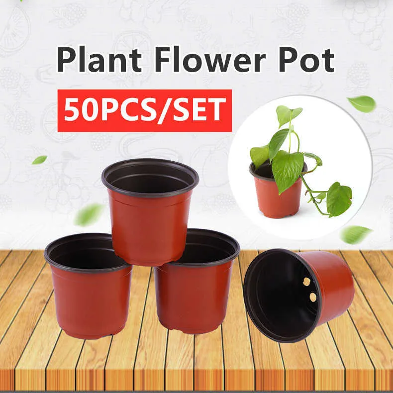 50Pc Mini Pots De Fleurs Coloré En Plastique Rond Fleur Plante Pot Jardinières Pour Plantes Succulentes Décor Plantes De Bureau Pots De Fleurs 210615