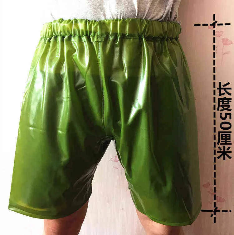 Grüne Herren-Shorts aus PVC, wasserdicht, G1218