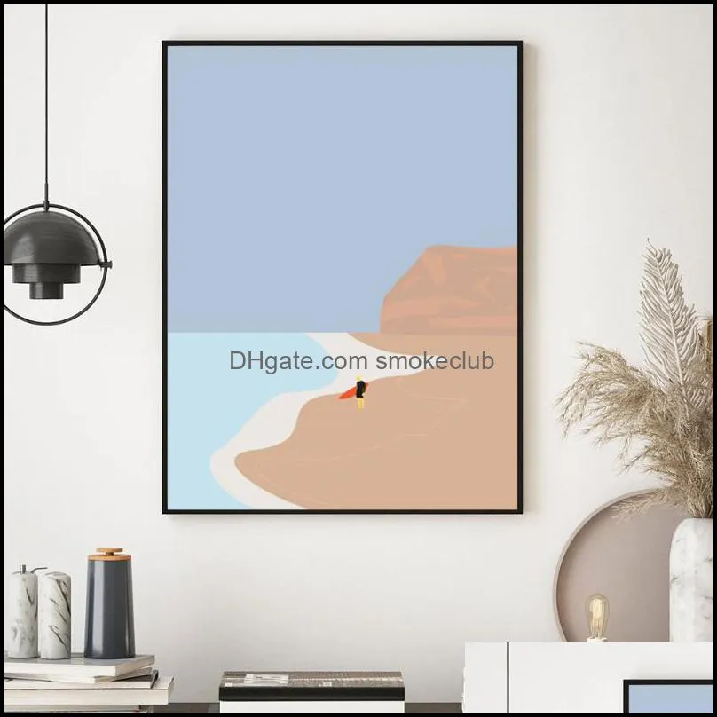 Paintings Abstract Mountain Poster Sunset Beach Cycling Canvas Painting Nordic Wall Art Print Surfing Morden Picture For Living