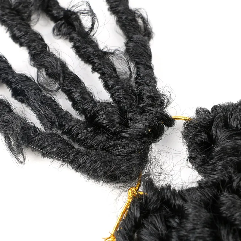 Łatwy montaż motyl Locs Crochet Hair 18inch Pre-Looped Trudnowane Zamki Naure Syntetyczne oplatanie Miękkie Buncy Band Wykonaj naturalne dla czarnych kobiet