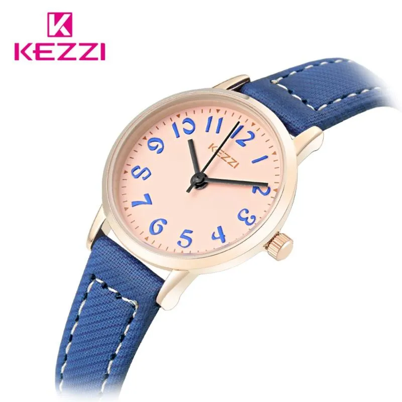 Orologi da polso KEZZI Marca Orologio casual Orologi da donna in pelle Quadrante semplice Movimento giapponese Orologio da polso al quarzo impermeabile Montre Femme