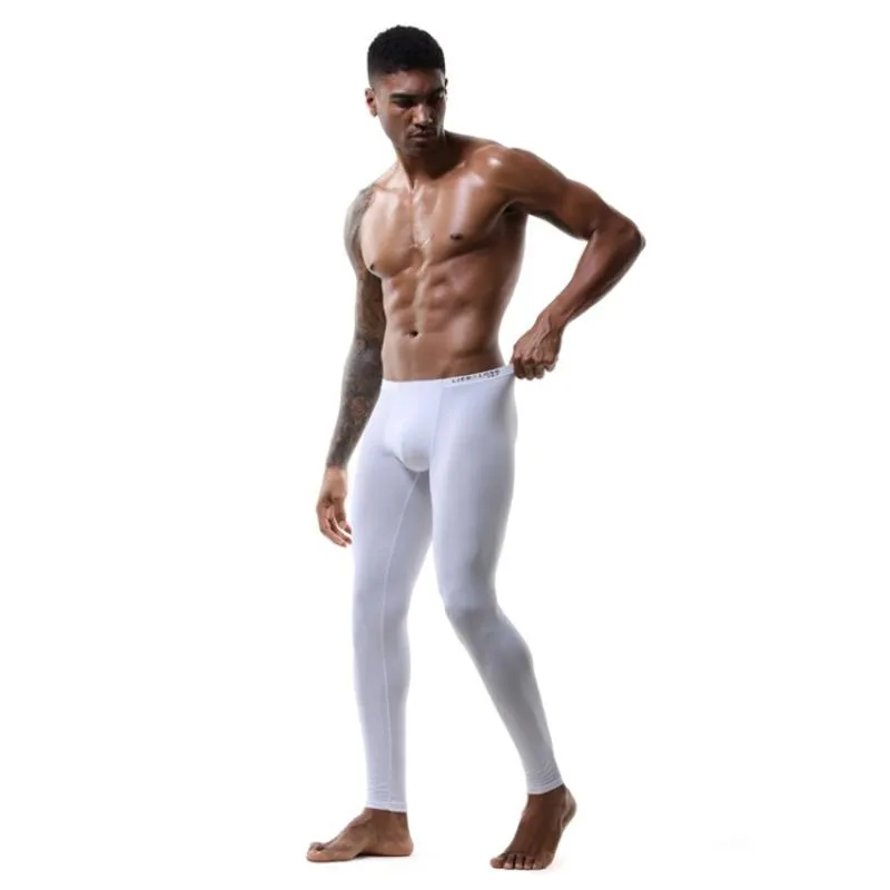 Mens Soft And Elastic Ice Silk Thermal Long John Mens 3 4 Tights