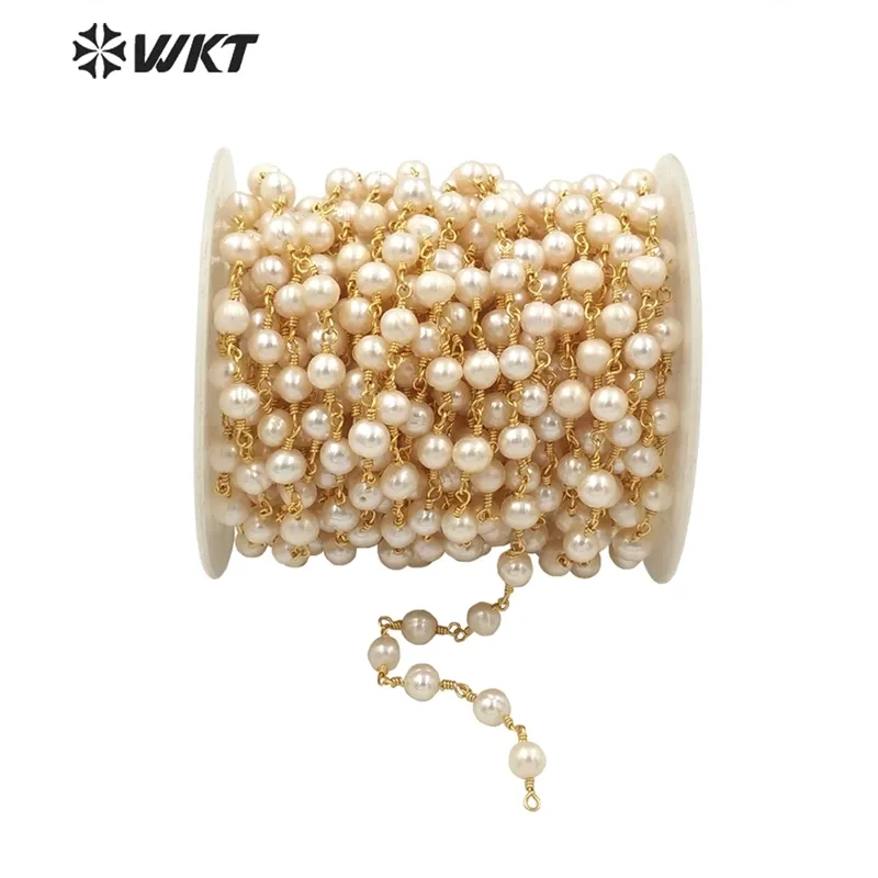 WT-RBC032 WKT Whole Arrival For Neckalce Jewelry Freshwater Pearl Beads Rosary Necklace Chain