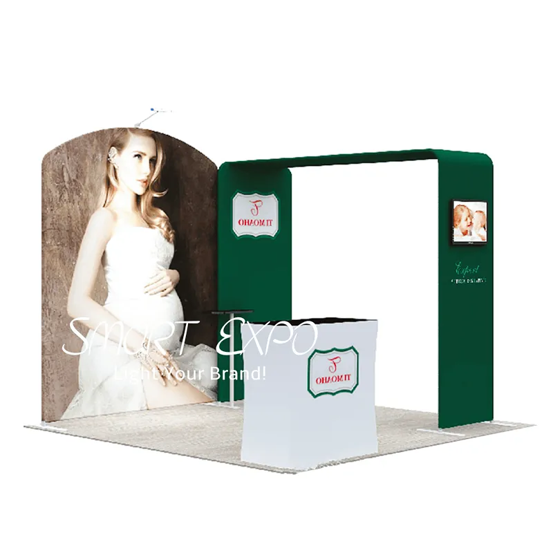 10x10 Trade Show Exhibits Advertising Display Exhibition Booth Design with Frame Kits Custom Printed Graphics Carry Bag