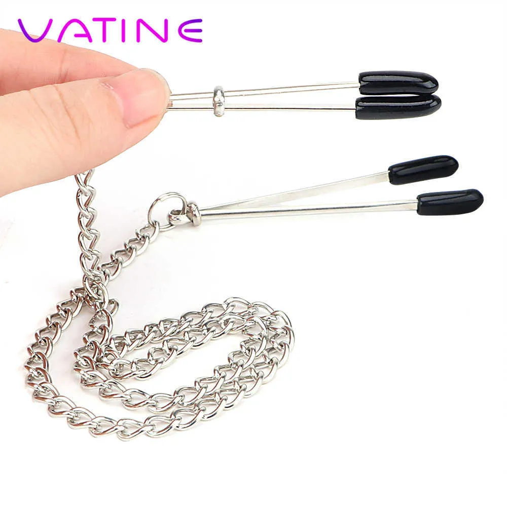 VATINE Nipple Clamps With Metal Chain Breast Labia Clips Adjustable Sex Toys For Couple Adult Game Adult Products P0816