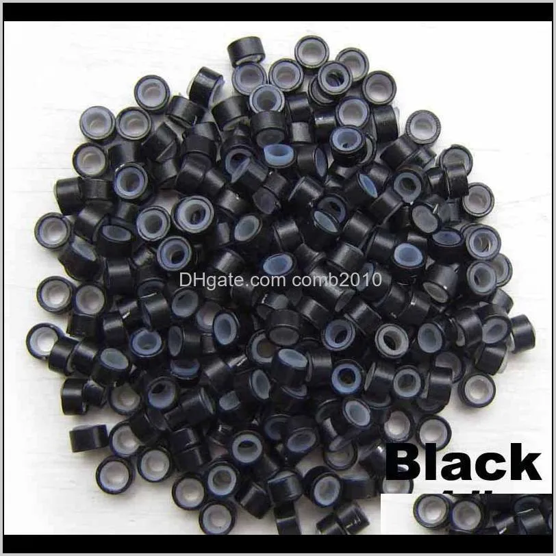 1000pcs 5mm micro ring beads silicone bead link microring for feather human hair extension tools