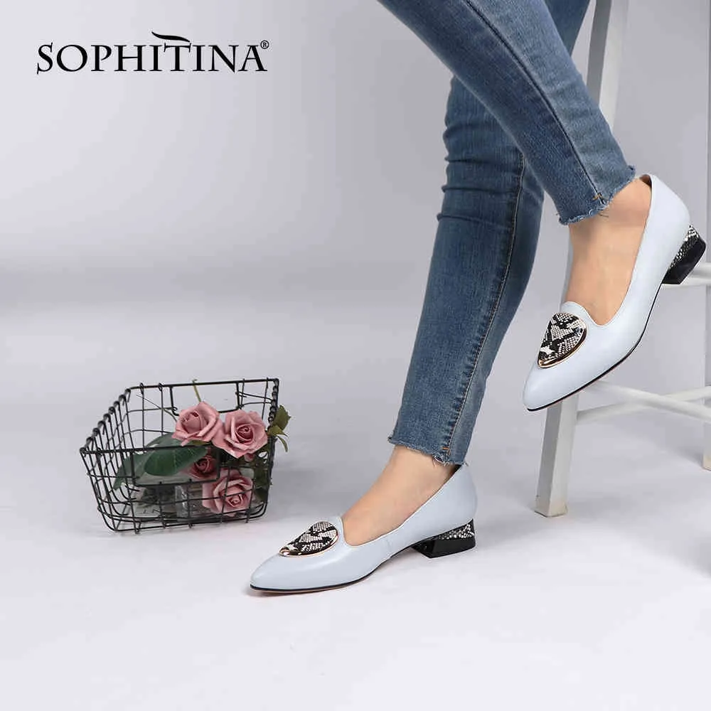 SOPHITINA Pumps Shoes Women Heels Genuine Leather High Quality Mature Style Pointed Toe Spring Autumn Office Ladies Pumps PK132 210513