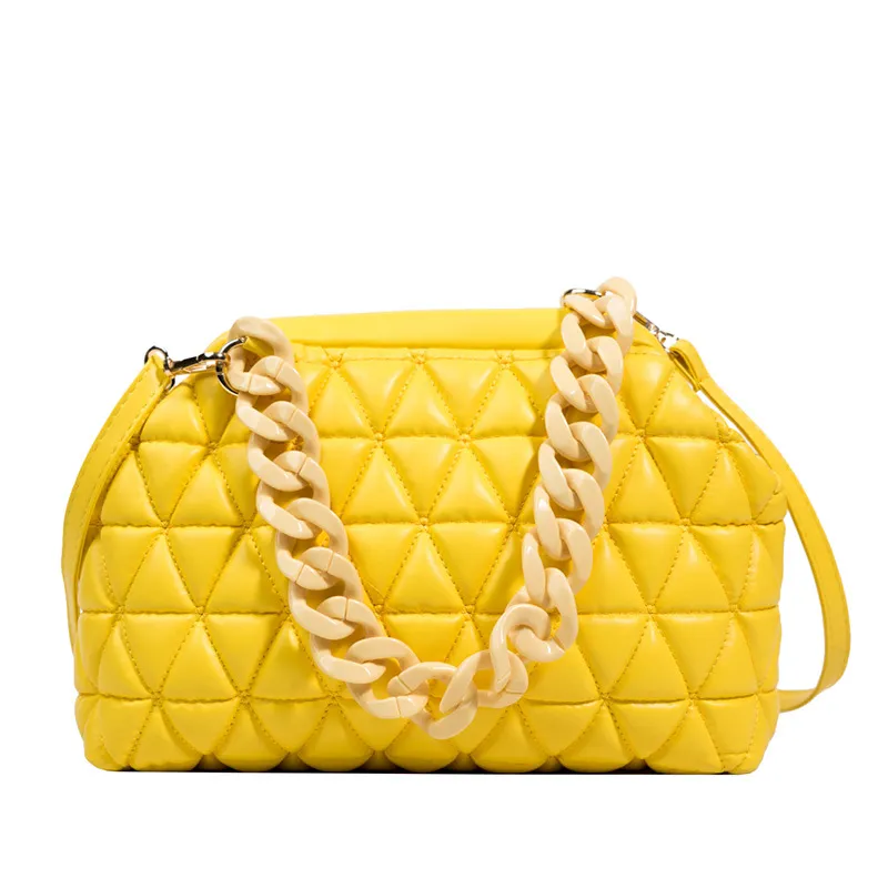 Women diamond lattice quilted satchel handbags lady candy color PU leather messenger bags ladies single shoulder fashion bag H0117