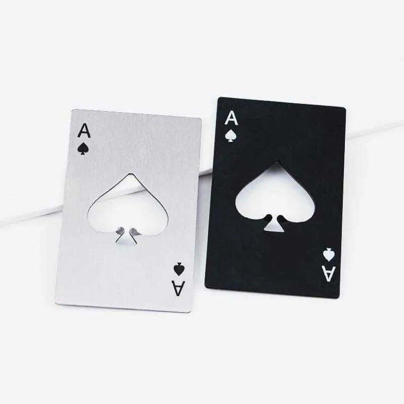 Stainless Steel Bottle Opener,Bar Cooking Poker Playing Card of Spades Tools,Mini Wallet Credit Card Openers LX4218