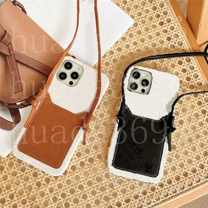 Modedesigners telefonfodral lyx täcker läderfodral för iPhone 18 17 16 15Pro 15promax 14 14pro 14plus 13 12 pro max 11 11promax xr med lanyard