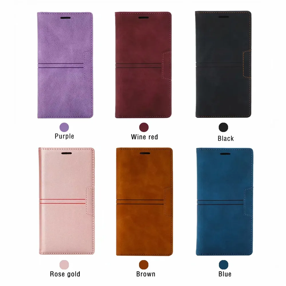 Casos de telefone da carteira magnética para iPhone 14 13 12 11 Pro máximo xr xs x 7 8 plus - Cowehide PU PU Coverning Caso de capa de kickstand com slots de cartão