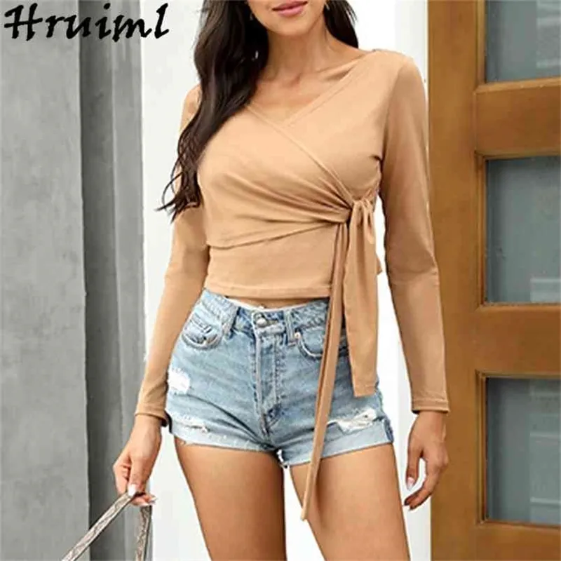 Long Sleeve Summer Tops for Women Shirts Fashion Solid Irregular Strappyshirt and Blouse Casual Slim Shirt Ladies 210513