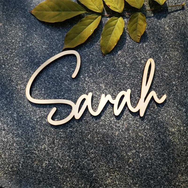 Pesonalized Wood Baby Name Sign Nursery Decoration Nome personalizzato Sign Anniversario di matrimonio Baby Shower Regali per feste Ornamento per la casa 211109