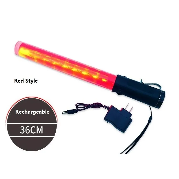 36cm lengte outdoor oplaadbare verkeerslicht baton brandbestrijding fluorescerende staaf LED Police Safety Command Stick Roadsafety Wand