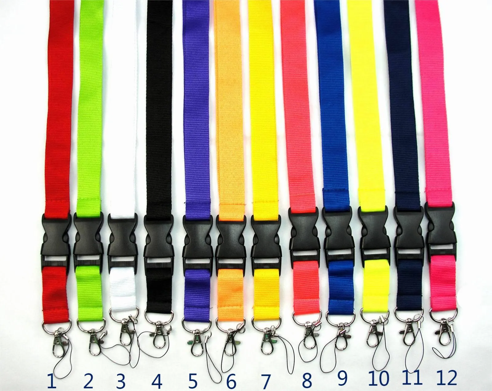 lanyards 옷 핸드폰 끈 열쇠 고리 목걸이 작업 ID 카드 목 패션 스트랩 사용자 정의 로고 블랙 전화 12 색