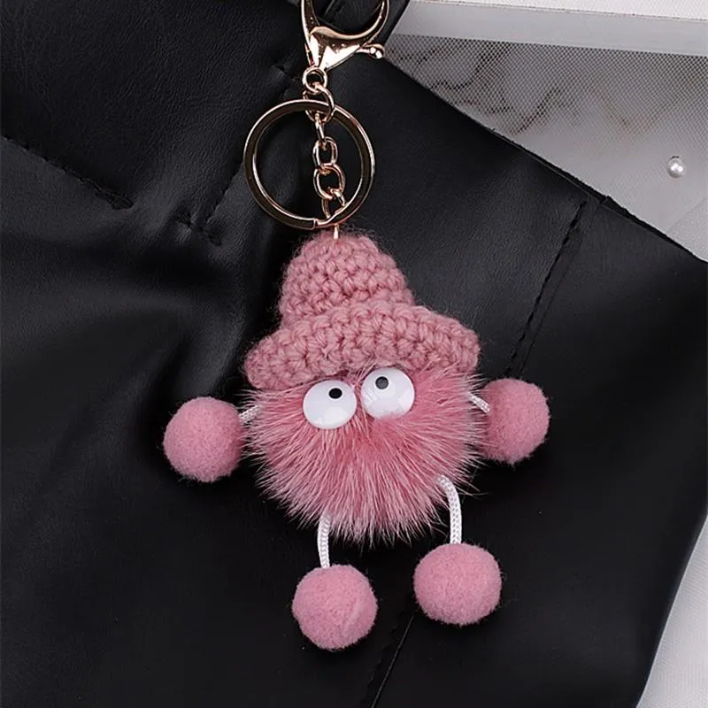 Keychains Cute Doll Backpack Designer Diy Keychain Mini Animal Toy Keyring Pompom Fur Bag Charm Jewelry Accessories Gift For Her