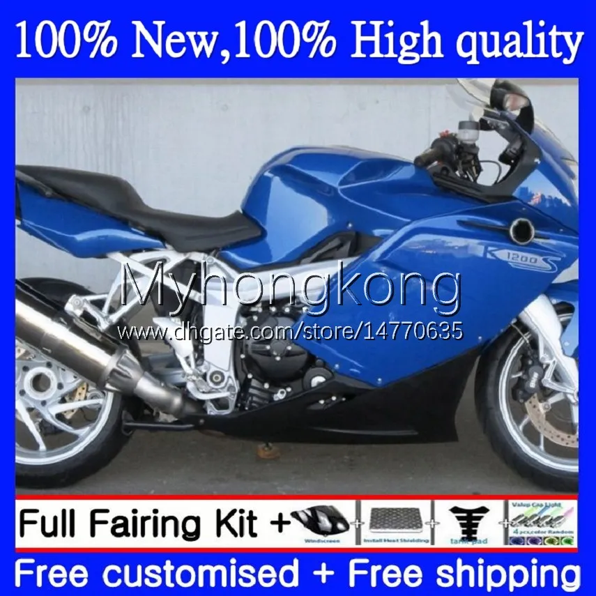 Corps + couvercle de réservoir Pour BMW K1200 S K 1200 S K1200S K1200-S 05-10 Carrosserie 4No.15 K-1200S 05 06 07 08 09 10 K 1200S Bleu brillant blanc 2005 2006 2007 2008 2009 2010 Kit de carénage complet