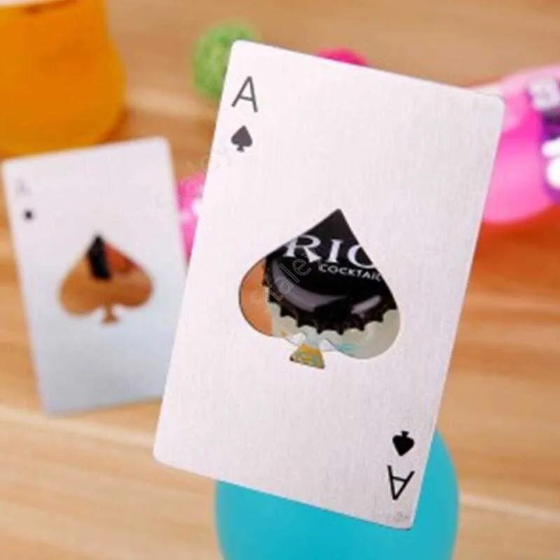 Paslanmaz Çelik Şişe Açacağı, Bar Poker Oyun Kartları Maça Araçları, Mini Cüzdan Kredi Kartı Açıcılar DAS17