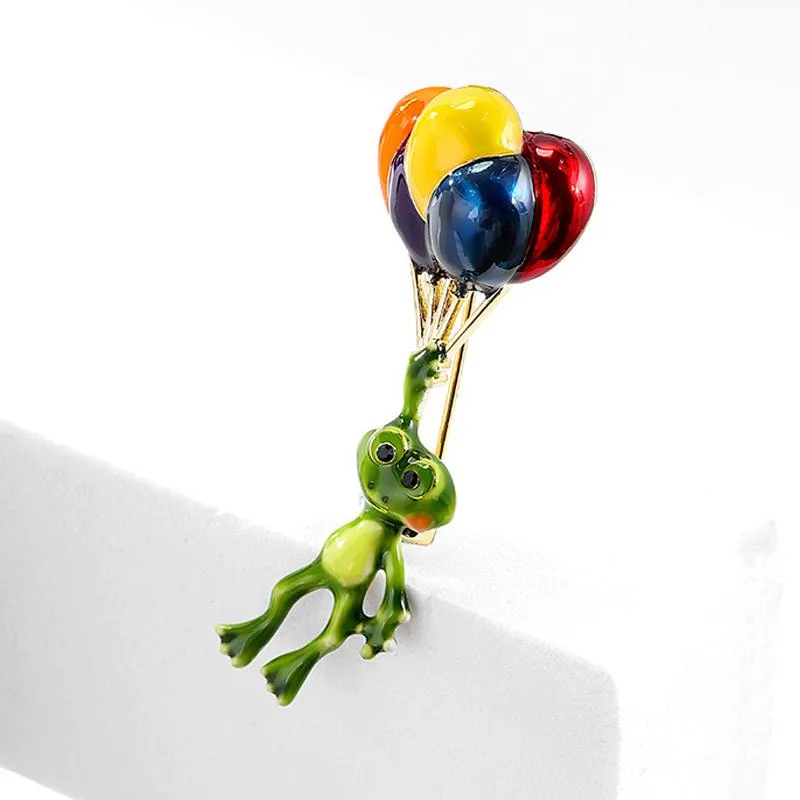 Pins, Brooches Fashion Cartoon Funny Balloon Frog Pins Women Colorful Balloons Froggy Cute Animal Badge Jewelry Backpack Clothes