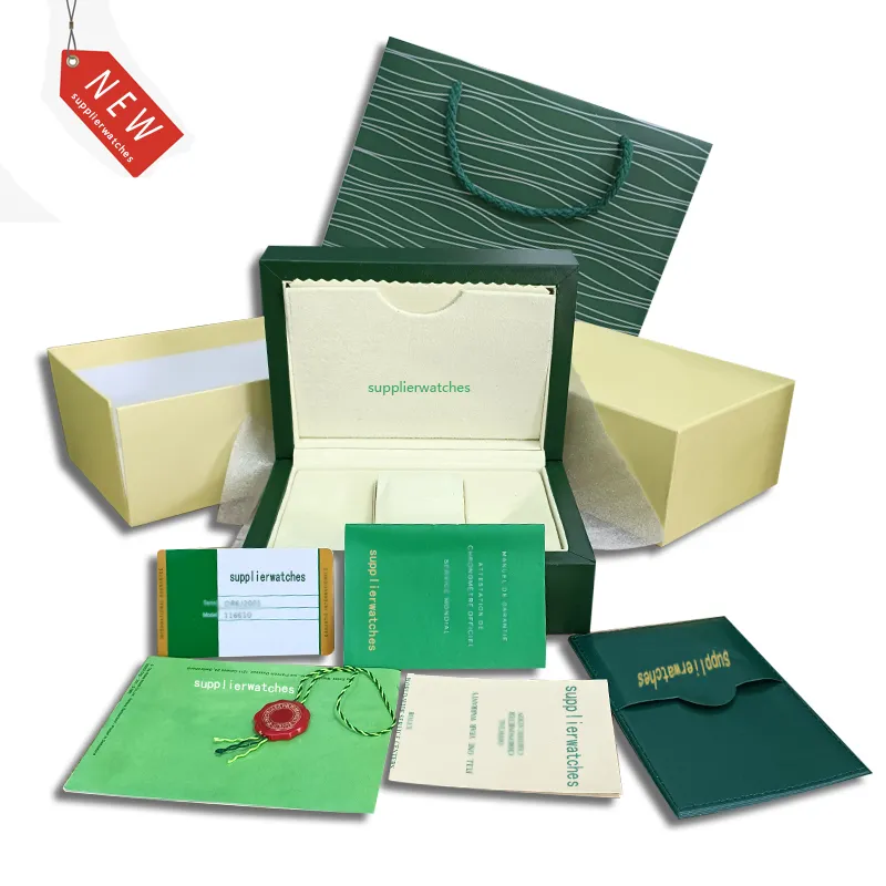 hjd Rolex groene brochure certificaat horlogedozen AAA-kwaliteit geschenkverrassingsdoos clamshell vierkant exquise dozen Accessoires Cases 308S