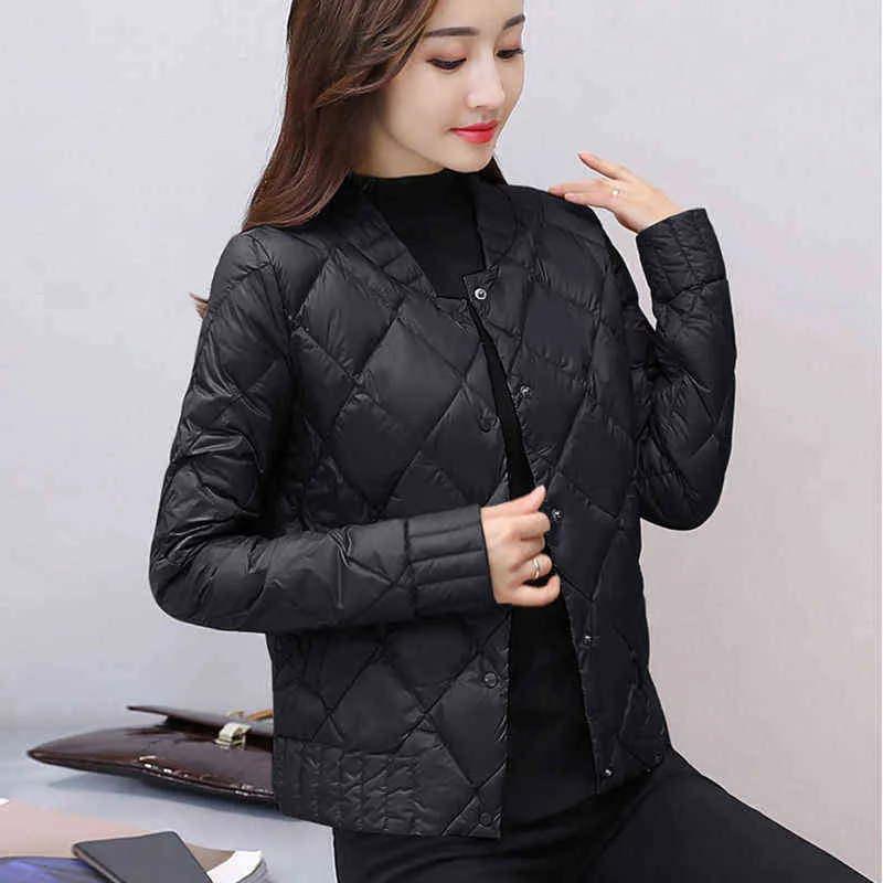 Autumn Winter Fashion Cotton Padded Jacket Women Short Light Down Cotton Padded Jacket Thin Lady Solid Stand Collar Jacket 211130
