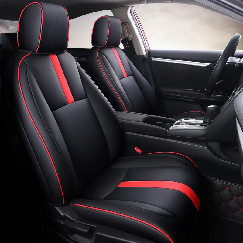 2021New Style Custom Car Seat Covers för Honda Select Civic Luxury Leather Auto Seat Waterproof Antifouling Protect Set Slip Inter294i