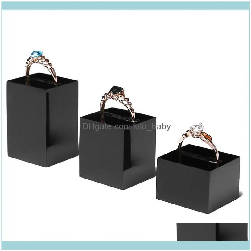 Jewelry Pouches, Bags Solid Acrylic Finger Ring Display Slot Stand Holder Jewellery Showcase Countertop