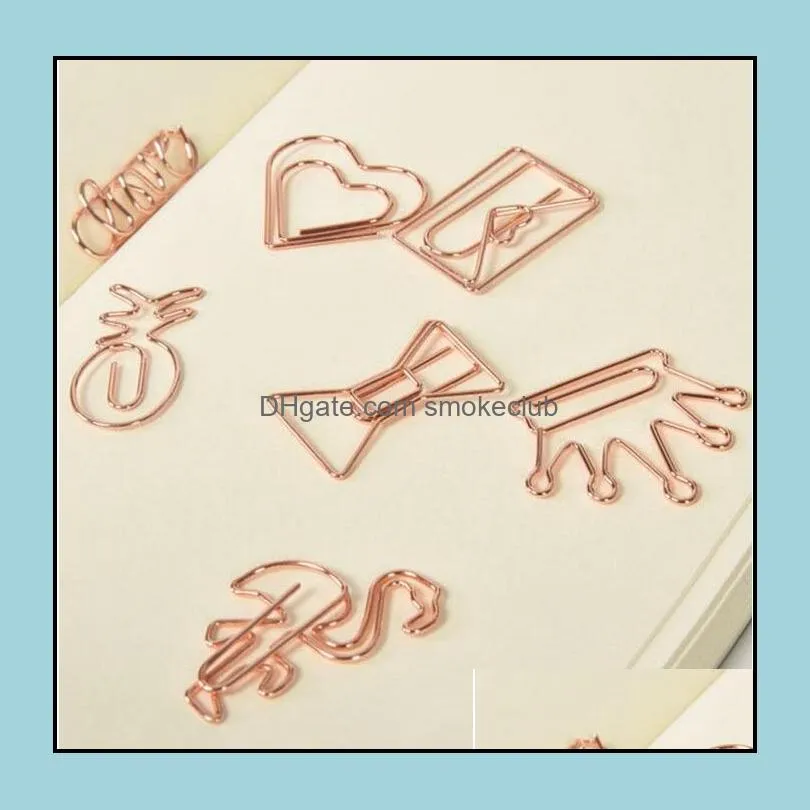 Prodotti per l'archiviazione Affari Industriale Creativo Metallo Oro rosa Corona Fenicottero Carta Segnalibro Memo Planner Clip Scuola Ufficio Cancelleria Supp