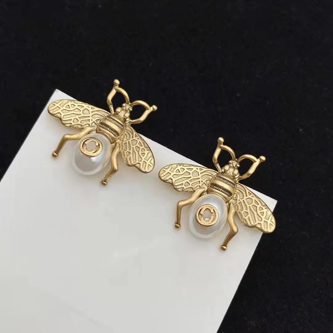 Designer earrings brass material 925 silver anti-allergic bee luxury brand earring ladies weddings parties gifts exquisite jewelry wholesale