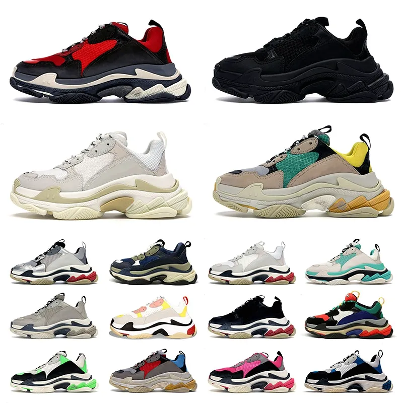 Top Alta Qualidade Paris Marca Triple S Sapatos Casuais Casuais Luxurys Designers Pai Plataforma Sneakers para Homens Mulheres Preto Branco Vintage Botas Tênis Treinadores