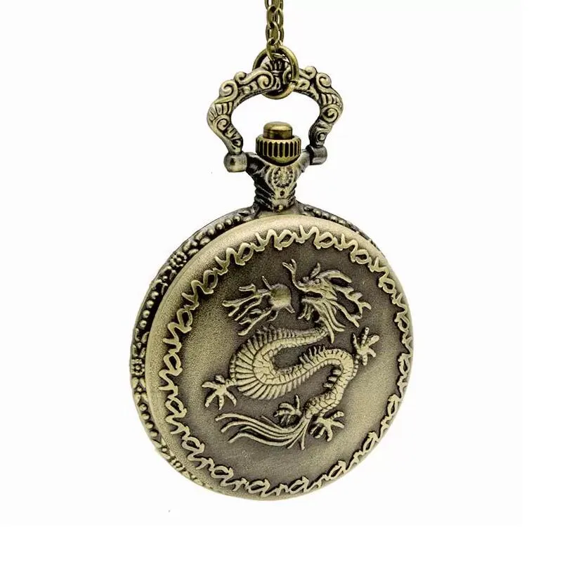 Nouveau grand dragon série montre de poche rétro Quartz 47mm collier accessoires en gros chandail européen et américain montre de mode