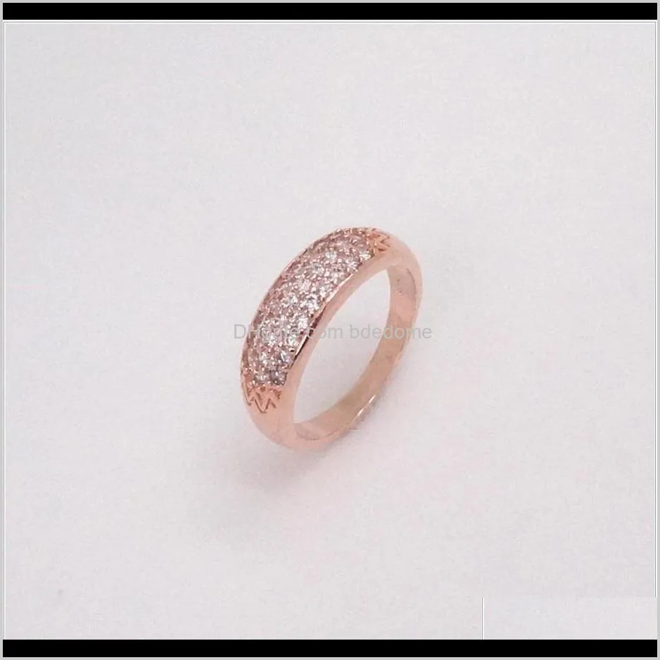 fashion ring channel setting more 2mm zircon brass meterial rose gold plated for woman five size choose