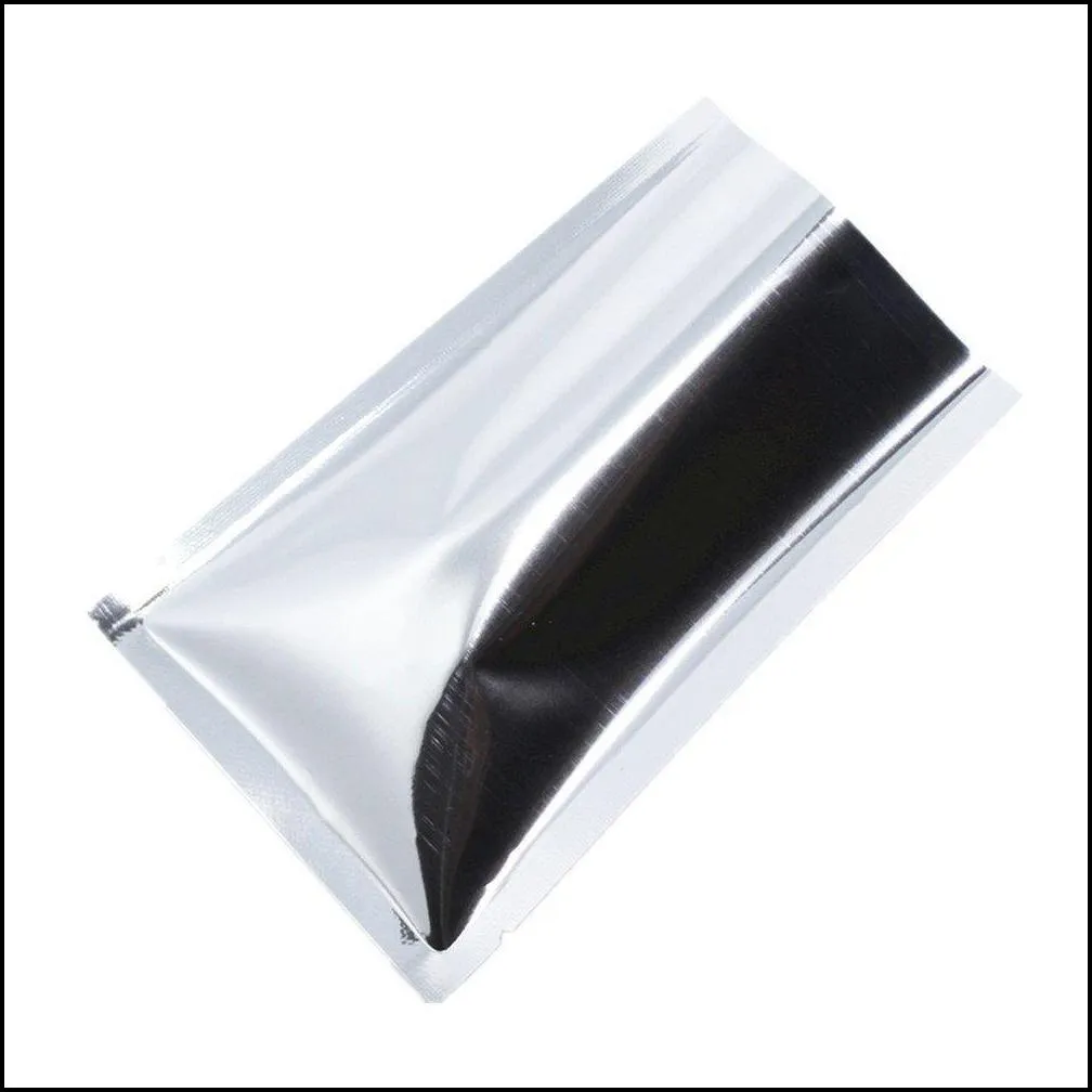 500Pcs/lot Open Top Silver Aluminium Foil Bags Heat Seal Vacuum Pouches Bag Dried Food Coffee Powder Storage Mylar Foil Package Pack