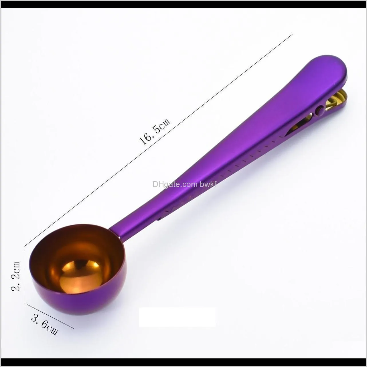 stainless steel coffee measuring spoon with bag seal clip multifunction jelly ice cream fruit scoop spoon kitchen accessories lxj045