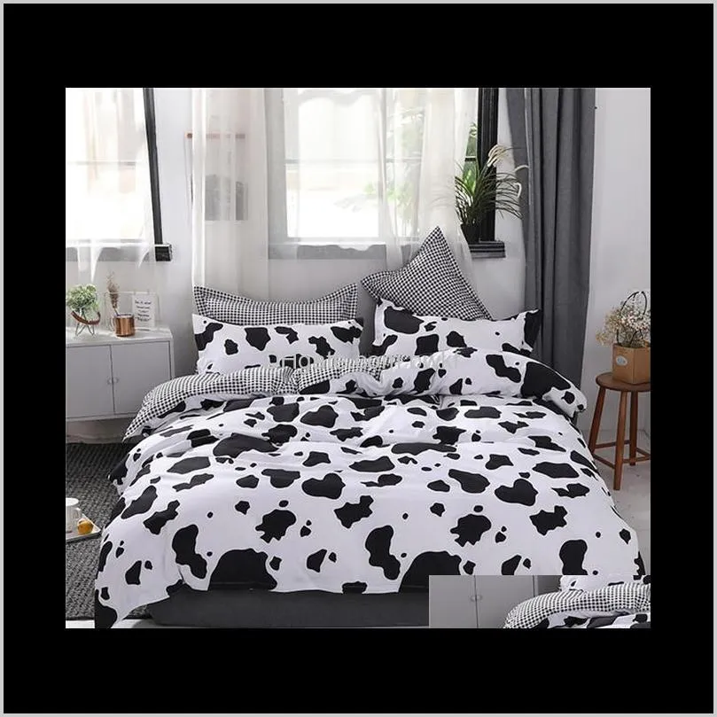 home textile cartoon black white cows style 3/4pcs bedding sets bed sheet/bedspread/duvet cover set twin full queen king size 201127