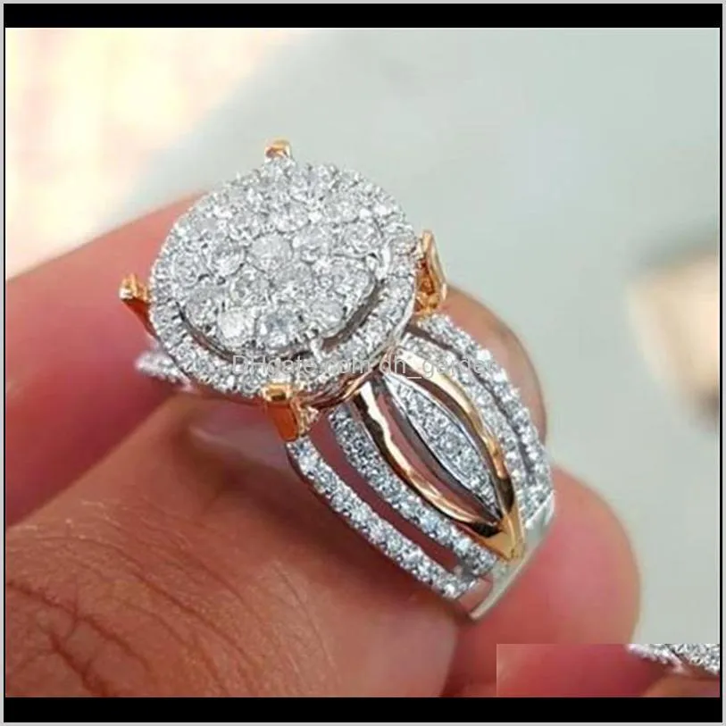 Unique Style Female Small Zircon Stone Ring Luxury Big Gold Color Engagement Ring Cute Fashion Wedding Finger Rings For Women