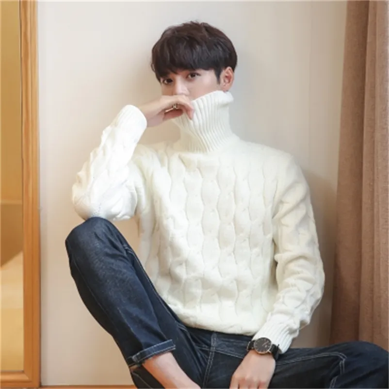 5XL Men Turtleneck Sweater Thick Knitted Pullover Winter Sweater Male High Turtle Neck Plus Size Mens Coats Black White Red 4XL 211112