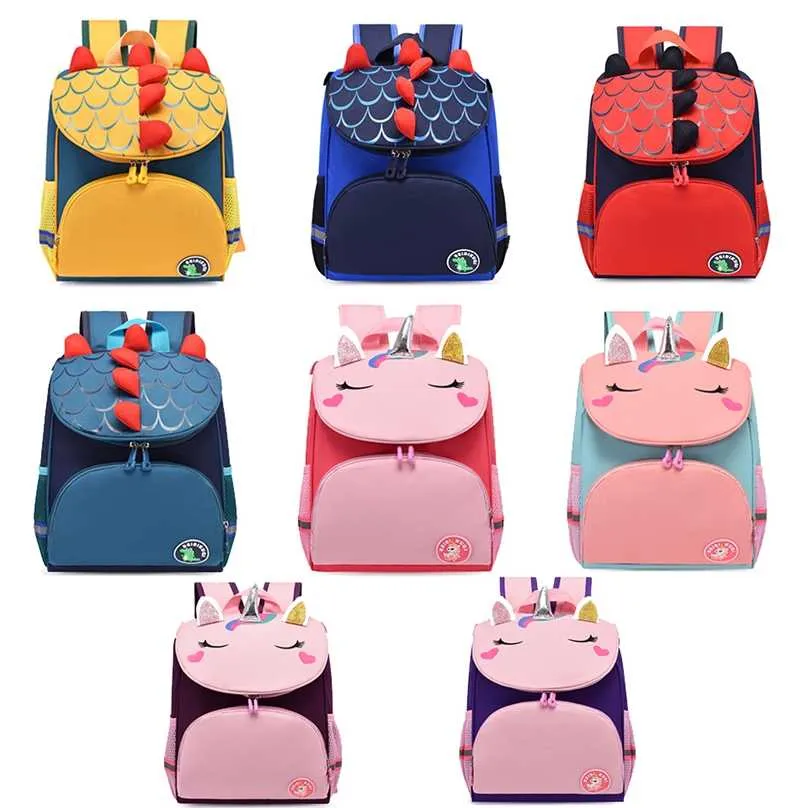 Dibujos animados 3D Dinosaurio Niños Mochilas Little Boys Preescolar Bolsas Niñas Bebé Lindo Niño Niños Schoolbag Kindergarten Bolsa Marca 211021